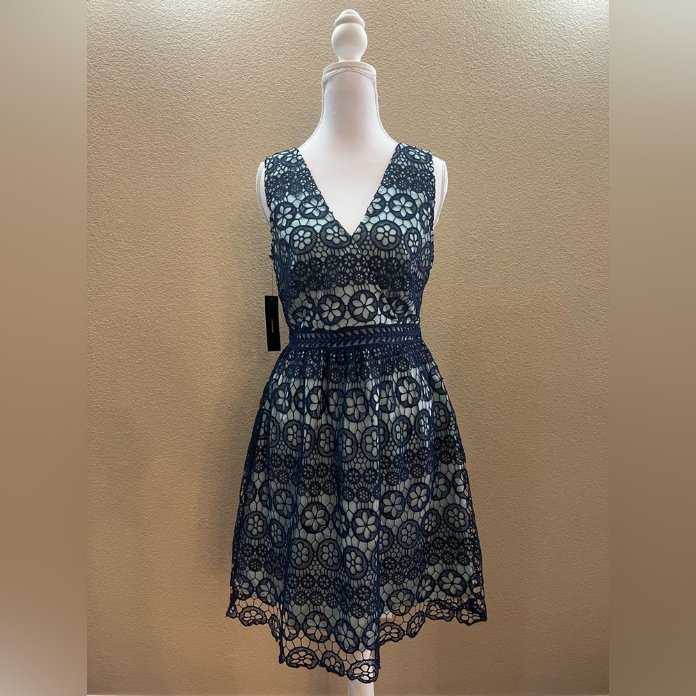 NWT Navy Floral Lace Eyelet Dress